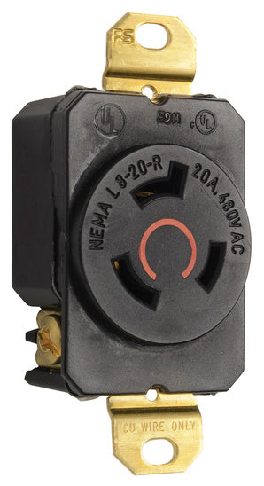 Legrand L820-R | Pass and Seymour | 20 Amp NEMA L820 Single Receptacle