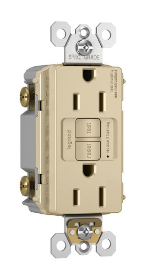 Legrand 1597-I | Radiant Collection | Radiant Spec-Grade 15A Self-Test GFCI Receptacle, Ivory