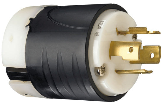 Legrand L1420-P | Pass and Seymour | 20 Amp NEMA Plug L1420 - Black Back, White Front Body