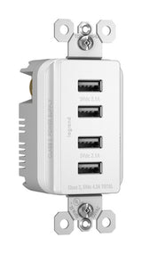 Legrand TM8USB4WCC6 | Radiant Collection | Radiant Quad USB Charger, White