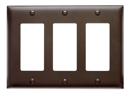 Legrand TP263 | Pass and Seymour | Decorator Openings, Three Gang, Brown