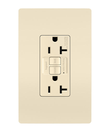 Legrand 2097-TRLA | Radiant Collection | Radiant Spec-Grade 20A Tamper-Resistant Self-Test GFCI Receptacle, Light Almond