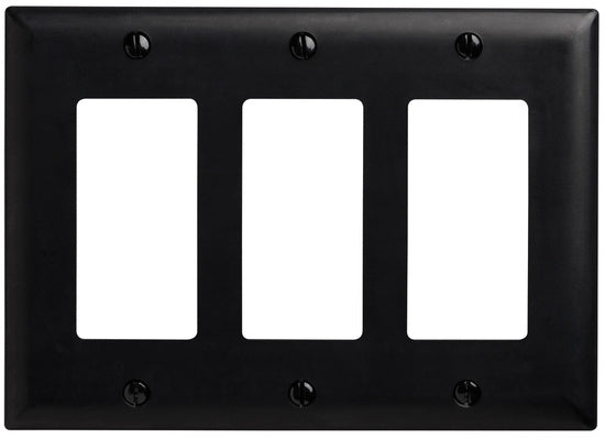 Legrand TP263BK | Pass and Seymour | Decorator Openings, Three Gang, Black