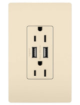 Legrand TM826USBLACC6 | Radiant Collection | Radiant 15A Tamper-Resistant USB Outlet, Light Almond