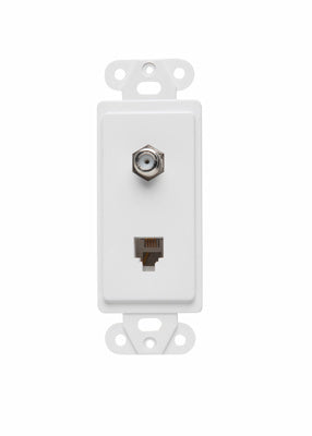 Legrand 26TELTVWCC10 | On-Q | Communication Device, Combination F type coaxial connector and four conductor RJ11 telephone jack, White