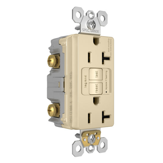 Legrand 2097-I | Radiant Collection | Radiant Spec-Grade 20A Self-Test GFCI Receptacle, Ivory
