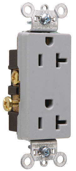 Legrand 26342-GRY | Pass and Seymour | Heavy-Duty Decorator Spec Grade Receptacles, Side Wire, 20A, 125V, Gray
