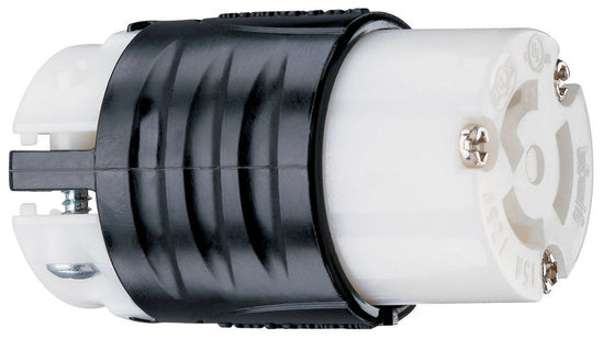 Legrand PSL515-C | Pass and Seymour | 15 Amp NEMA L515 Connector - Black Back, White Front Body