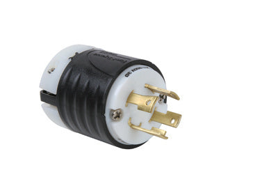 Legrand L1530-P | Pass and Seymour | 30 Amp NEMA L1530 Plug - Black Back, White Front Body