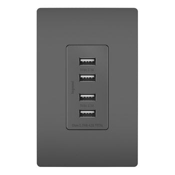Legrand TM8USB4BKCC6 | Radiant Collection | Radiant Quad USB Charger, Black