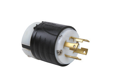 Legrand L1630-P | Pass and Seymour | 30 Amp NEMA L1630 Plug - Black Back, White Front Body