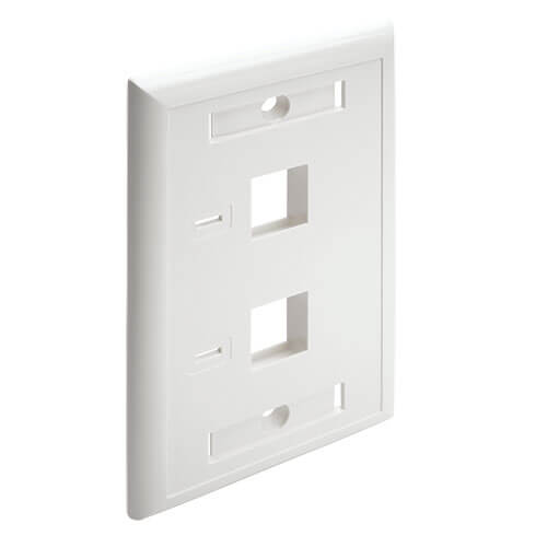 Tripp-Lite N042-001-WH | 2-Port Keystone Faceplate, Single Gang, ID Labels, White, TAA