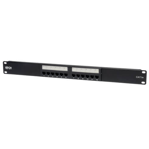 Tripp-Lite N052-012 | 12-Port 1U Rack-Mount Cat5e 110 Patch Panel, 568B, RJ45 Ethernet, TAA
