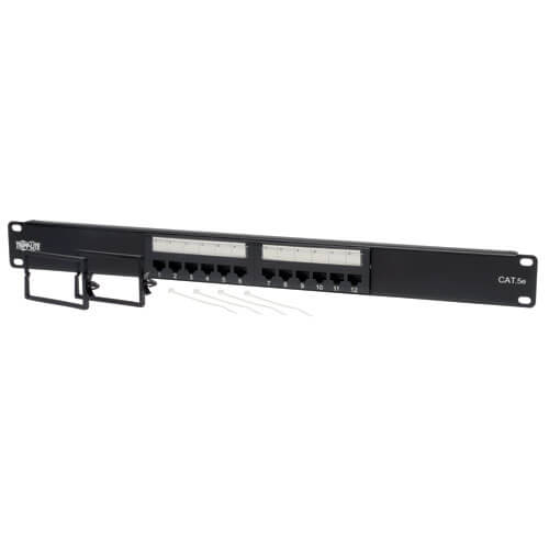 Tripp-Lite N052-012 | 12-Port 1U Rack-Mount Cat5e 110 Patch Panel, 568B, RJ45 Ethernet, TAA