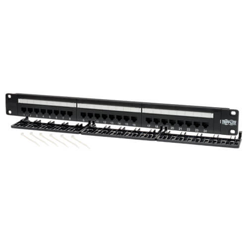 Tripp-Lite N052-024 | 24-Port 1U Rack-Mount Cat5e 110 Patch Panel, 568B, RJ45 Ethernet, TAA