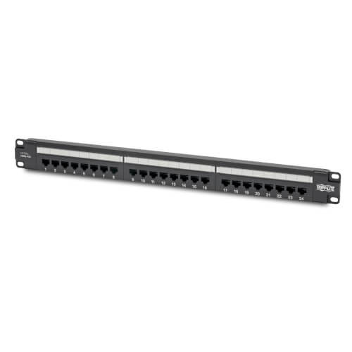Tripp-Lite N052-P24 | Cat5e 24-Port Patch Panel - PoE+ Compliant, 110/Krone, 568A/B, RJ45 Ethernet, 1U Rack-Mount, TAA