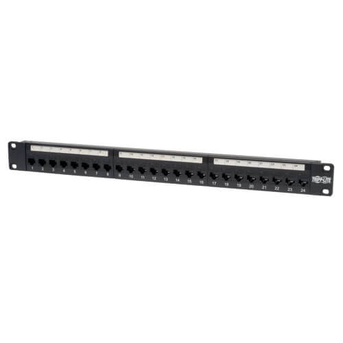 Tripp-Lite N054-024 | 24-Port 1U Rack-Mount Cat5e Feedthrough Patch Panel, RJ45 Ethernet, TAA
