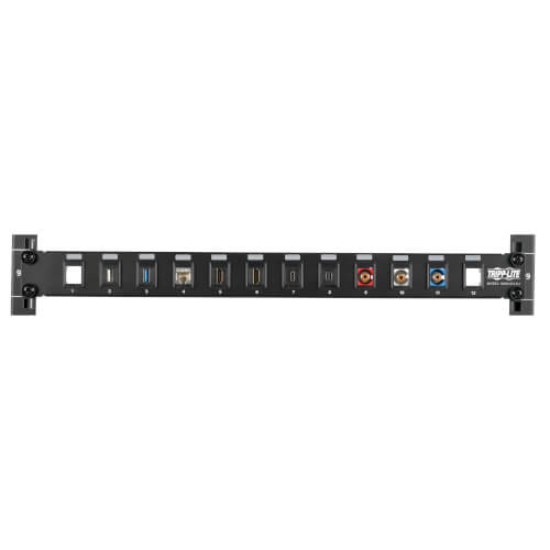 Tripp-Lite N062-012-KJ | 12-Port 1U Rack-Mount Unshielded Blank Keystone/Multimedia Patch Panel, RJ45 Ethernet, USB, HDMI, Cat5e/6