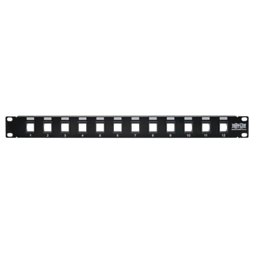 Tripp-Lite N062-012-KJ | 12-Port 1U Rack-Mount Unshielded Blank Keystone/Multimedia Patch Panel, RJ45 Ethernet, USB, HDMI, Cat5e/6