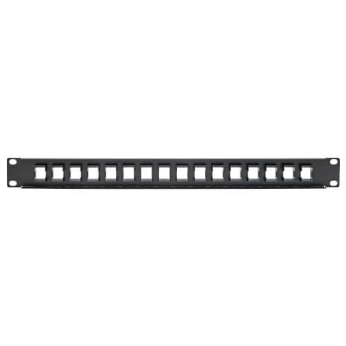 Tripp-Lite N062-016-KJ | 16-Port 1U Rack-Mount Unshielded Blank Keystone/Multimedia Patch Panel, RJ45 Ethernet, USB, HDMI, Cat5e/6