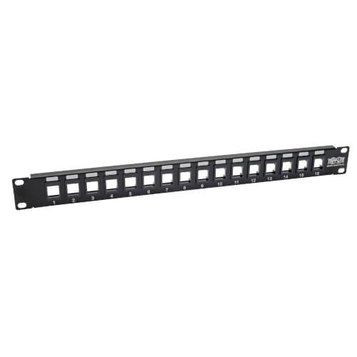 Tripp-Lite N062-016-KJ | 16-Port 1U Rack-Mount Unshielded Blank Keystone/Multimedia Patch Panel, RJ45 Ethernet, USB, HDMI, Cat5e/6