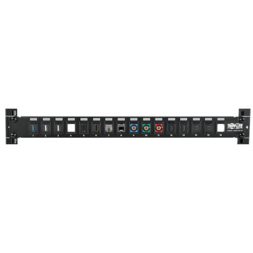 Tripp-Lite N062-016-KJ | 16-Port 1U Rack-Mount Unshielded Blank Keystone/Multimedia Patch Panel, RJ45 Ethernet, USB, HDMI, Cat5e/6