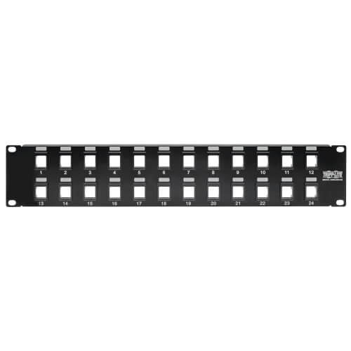 Tripp-Lite N062-024-KJ | 24-Port 2U Rack-Mount Unshielded Blank Keystone/Multimedia Patch Panel, RJ45 Ethernet, USB, HDMI, Cat5e/6