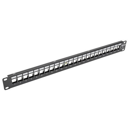 Tripp-Lite N062-024-KJ-SH | 24-Port 1U Rack-Mount Shielded Blank Keystone/Multimedia Patch Panel, RJ45 Ethernet, USB, HDMI, Cat5e/6, TAA