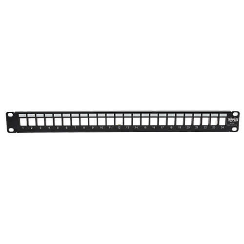 Tripp-Lite N062-024-KJ-SH | 24-Port 1U Rack-Mount Shielded Blank Keystone/Multimedia Patch Panel, RJ45 Ethernet, USB, HDMI, Cat5e/6, TAA