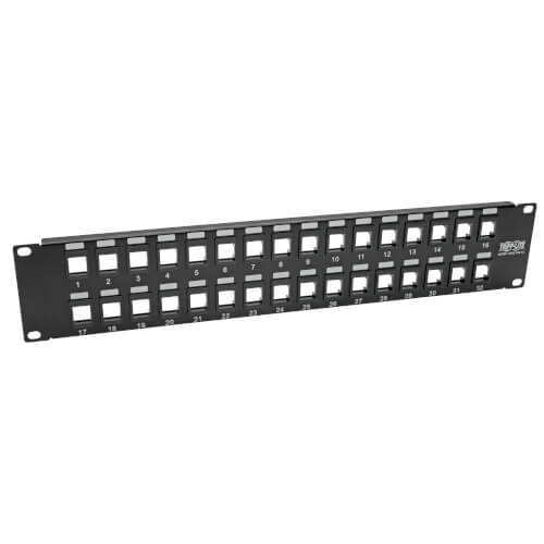 Tripp-Lite N062-032-KJ | 32-Port 2U Rack-Mount Unshielded Blank Keystone/Multimedia Patch Panel, RJ45 Ethernet, USB, HDMI, Cat5e/6