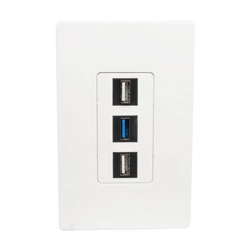 Tripp-Lite N080-103 | 3-Port Keystone Single-Gang Faceplate, White, TAA