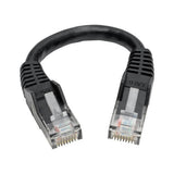 Tripp-Lite N201-06N-BK | Cat6 Gigabit Snagless Molded (UTP) Ethernet Cable (RJ45 M/M), Black, 6-in. (15.24 cm)