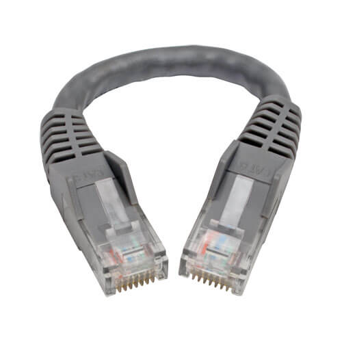 Tripp-Lite N201-06N-GY | Cat6 Gigabit Snagless Molded (UTP) Ethernet Cable (RJ45 M/M), Gray, 6-in. (15.24 cm)