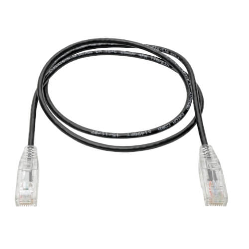 Tripp-Lite N201-S02-BK | Cat6 Gigabit Snagless Slim UTP Ethernet Cable (RJ45 M/M), Black, 2 ft. (0.61 m)