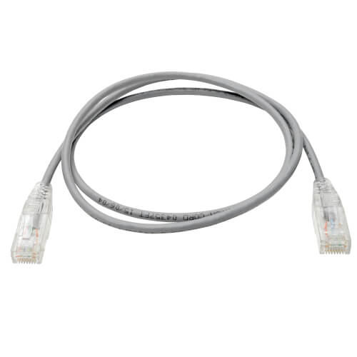 Tripp-Lite N201-S03-GY | Cat6 Gigabit Snagless Slim UTP Ethernet Cable (RJ45 M/M), Gray, 3 ft. (0.91 m)