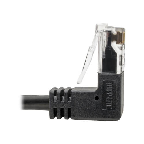 Tripp-Lite N201-SR1-BK | Right-Angle Cat6 Gigabit Snagless Molded Slim UTP Ethernet Cable (RJ45 M/M), Black, 1 ft. (0.31 m)