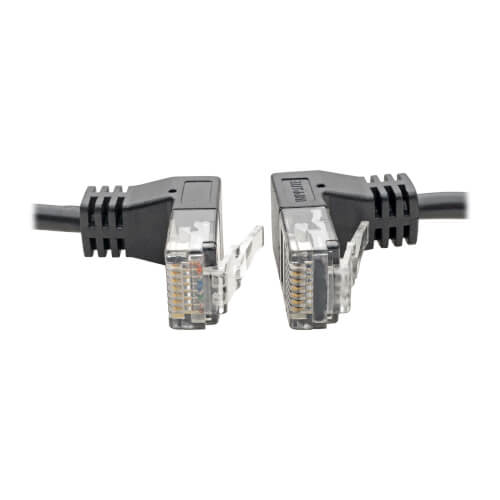 Tripp-Lite N201-SR2-BK | Right-Angle Cat6 Gigabit Snagless Molded Slim UTP Ethernet Cable (RJ45 M/M), Black, 2 ft. (0.61 m)