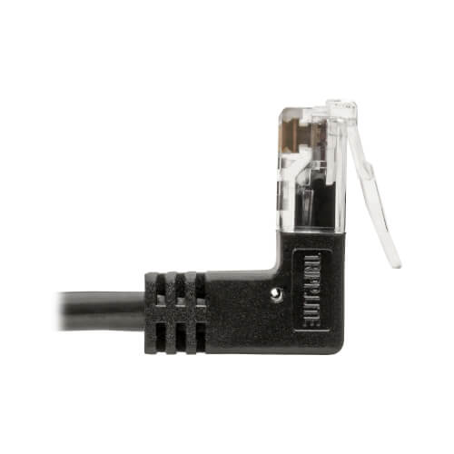 Tripp-Lite N201-SR2-BK | Right-Angle Cat6 Gigabit Snagless Molded Slim UTP Ethernet Cable (RJ45 M/M), Black, 2 ft. (0.61 m)