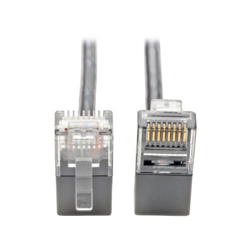 Tripp-Lite N201-SR2-GY | Right-Angle Cat6 Gigabit Snagless Molded Slim UTP Ethernet Cable (RJ45 M/M), Gray, 2 ft. (0.61 m)