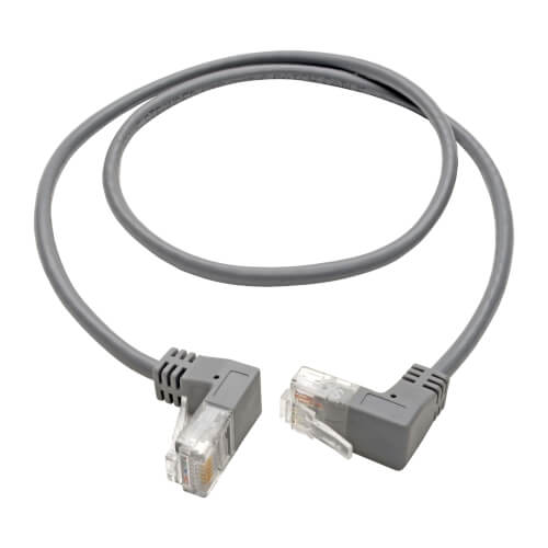 Tripp-Lite N201-SR2-GY | Right-Angle Cat6 Gigabit Snagless Molded Slim UTP Ethernet Cable (RJ45 M/M), Gray, 2 ft. (0.61 m)