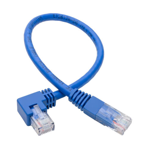 Tripp-Lite N204-001-BL-RA | Right-Angle Cat6 Gigabit Molded UTP Ethernet Cable (RJ45 Right-Angle M to RJ45 M), Blue, 1 ft. (0.31 m)