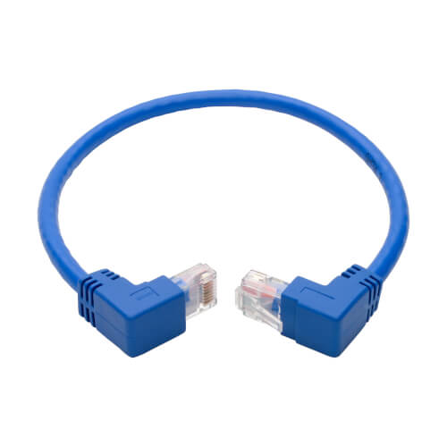 Tripp-Lite N204-001-BL-UD | Up/Down-Angle Cat6 Gigabit Molded UTP Ethernet Cable (RJ45 Up-Angle M to RJ45 Down-Angle M), Blue, 1 ft. (0.31 m)
