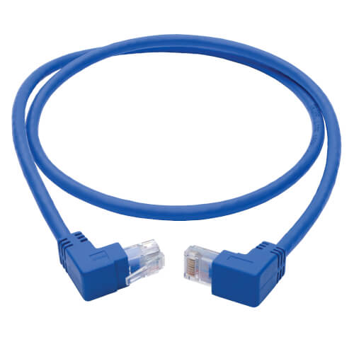 Tripp-Lite N204-003-BL-UD | Up/Down-Angle Cat6 Gigabit Molded UTP Ethernet Cable (RJ45 Up-Angle M to RJ45 Down-Angle M), Blue, 3 ft. (0.91 m)