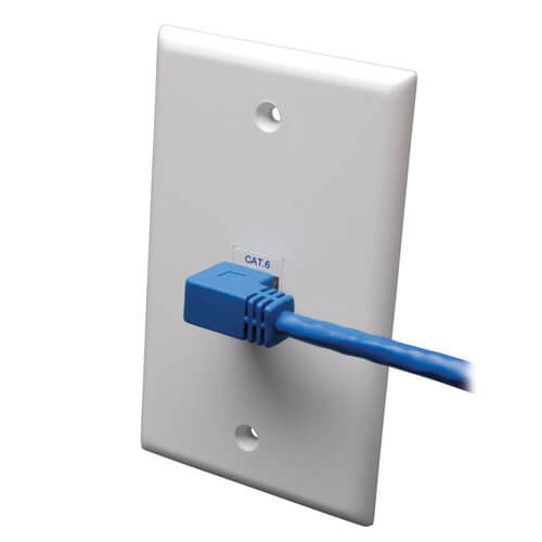 Tripp-Lite N204-005-BL-RA | Right-Angle Cat6 Gigabit Molded UTP Ethernet Cable (RJ45 Right-Angle M to RJ45 M), Blue, 5 ft. (1.52 m)