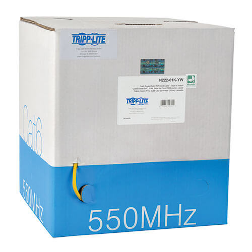 Tripp-Lite N222-01K-YW | Cat6 Gigabit Solid-Core UTP PVC Bulk Ethernet Cable, Yellow, 1000 ft. (304.8 m), TAA
