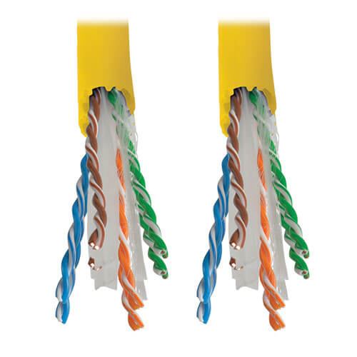 Tripp-Lite N222-01K-YW | Cat6 Gigabit Solid-Core UTP PVC Bulk Ethernet Cable, Yellow, 1000 ft. (304.8 m), TAA