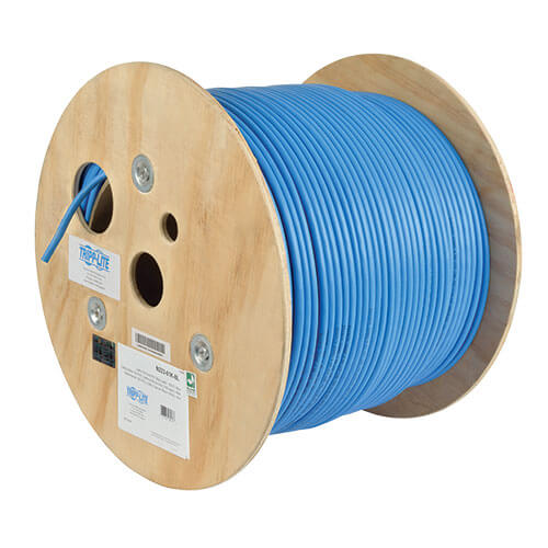 Tripp-Lite N223-01K-BL | Cat6a 10G-Certified Solid-Core UTP CMR PVC Bulk Ethernet Cable, Blue, 1000 ft. (304.8 m)
