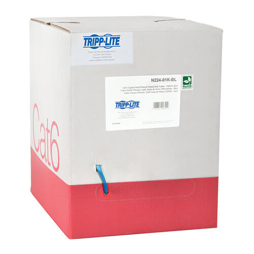 Tripp-Lite N224-01K-BL | Cat6 Gigabit Solid-Core Plenum-Rated UTP CMP PVC Bulk Ethernet Cable, Blue, 1000 ft. (304.8 m)