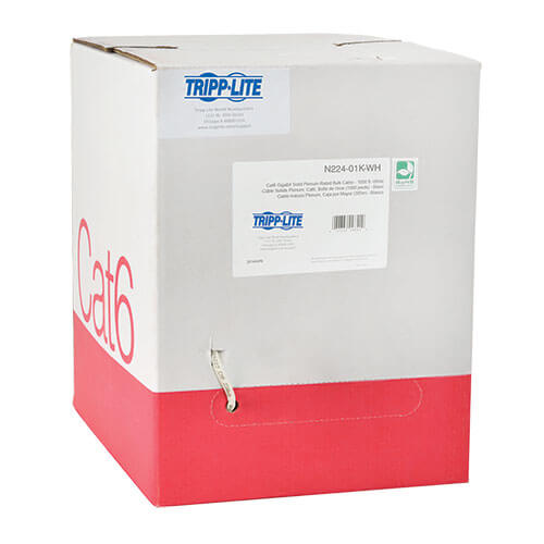 Tripp-Lite N224-01K-WH | Cat6 Gigabit Solid-Core Plenum-Rated UTP CMP PVC Bulk Ethernet Cable, White, 1000 ft. (304.8 m)