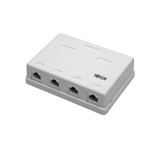 Tripp-Lite N236-004-WH | Pre-Configured Unshielded Cat6 4-Port Surface-Mount Box, 110 IDC, RJ45, White